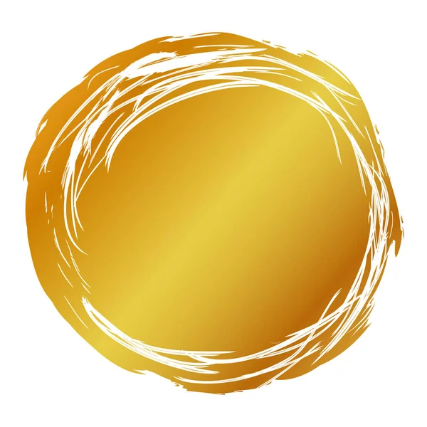 Vector Hand Draw Streak Sketch Golden Circle Frame Para Design — Vetor de Stock