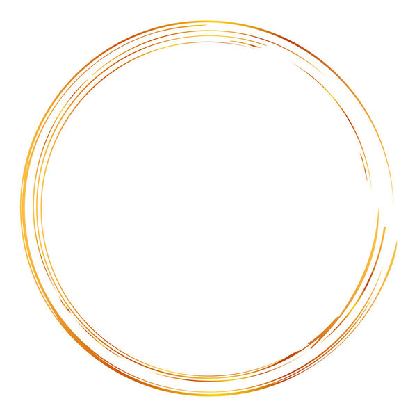 Vector Hand Draw Sketch Golden Circle Frame from Multiple Black thic market for your element design, isolated on white