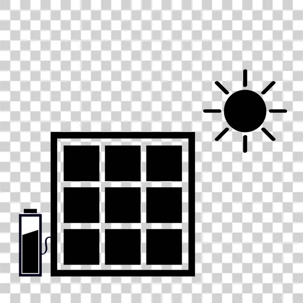 Icono Simple Del Vector Negro Panel Solar Brillo Directo Del — Archivo Imágenes Vectoriales