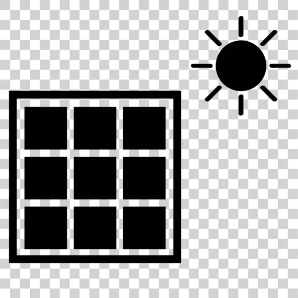 Icono Simple Del Vector Negro Panel Solar Brillo Directo Del — Archivo Imágenes Vectoriales