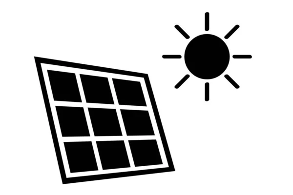 Semplice Icona Vettoriale Nera Pannello Solare Luce Diretta Del Sole — Vettoriale Stock