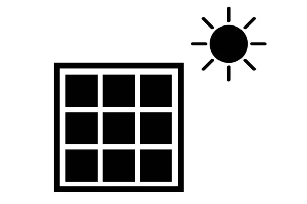 Icono Simple Del Vector Negro Panel Solar Brillo Directo Del — Archivo Imágenes Vectoriales