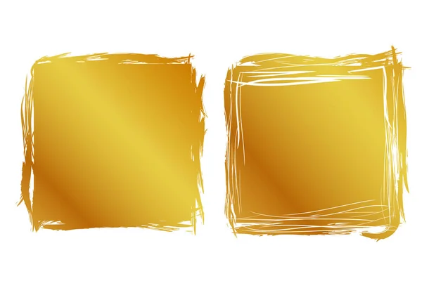 Vector Hand Draw Streep Sketch Golden Square Frame Voor Element — Stockvector