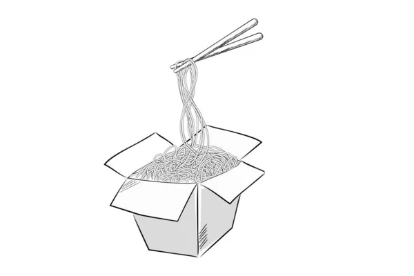 Simples Vector Hand Draw Sketch Noodle Chopstick — Vetor de Stock