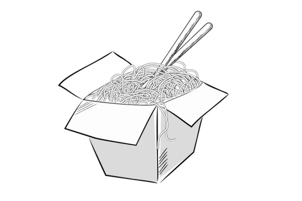 Простий Vector Hand Draw Sketch Noodle Chopstick — стоковий вектор
