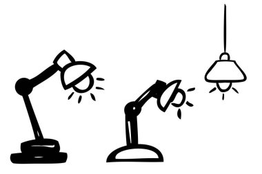 Basit Taslak Vektör Doodle Lambası, beyaz üzerine izole edilmiş