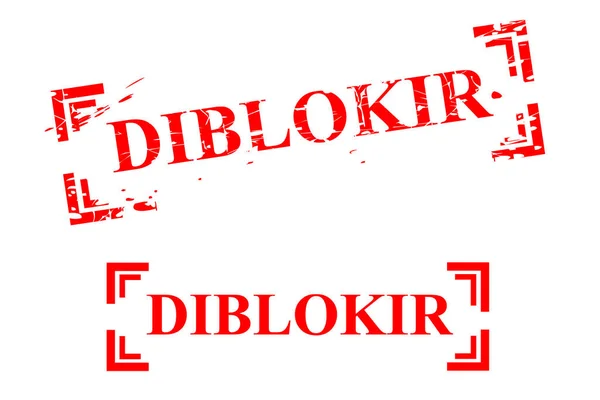 Vector Art Von Gummistempel Diblokir Oder Blockiert Indonesien Sprache — Stockvektor