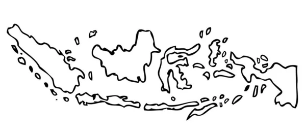 Vector Hand Draw Sketch Περίγραμμα Σκίτσο Χάρτης Ινδονησία Απομονώνονται Λευκό — Διανυσματικό Αρχείο