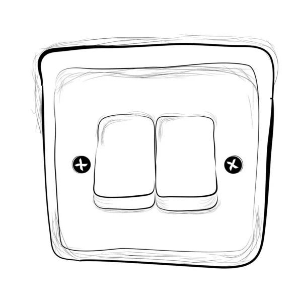 Sencillo Vector Doodle Mano Dibujar Bosquejo Apagado Interruptor Electricidad — Archivo Imágenes Vectoriales