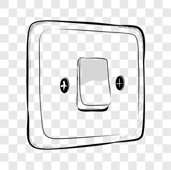 透明効果で電気スイッチをオフにする簡単なベクトルドアハンドスケッチ背景 — ストックベクタ
