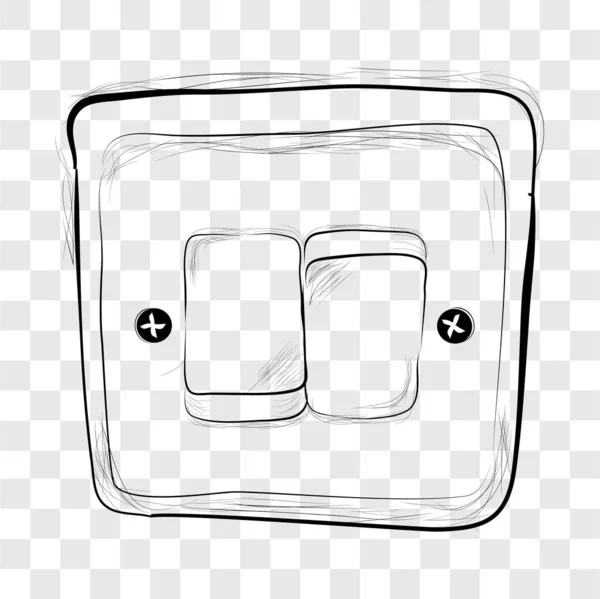 Simples Vector Doodle Hand Draw Sketch Electricity Switch Efeito Transparente —  Vetores de Stock