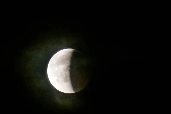 Amsterdã Holanda 2018 Eclipse Lunar Seu Retorno Parcialmente Eclipsado — Fotografia de Stock