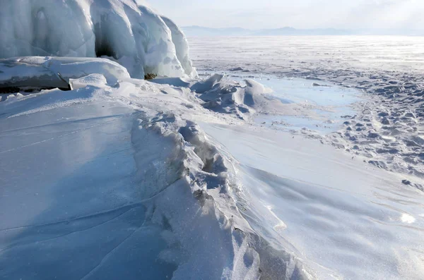 Ледяные Блоки Гормоны Замерзшее Озеро Байкал — стоковое фото