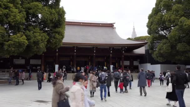 Tokyo Japão Março 2018 Exterior Meiji Jingu Santuário Meiji Jingo — Vídeo de Stock