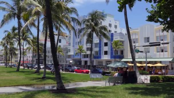 Miami Beach Usa Juli 2018 Ocean Drive Miami Beach Arkitektoniska — Stockvideo