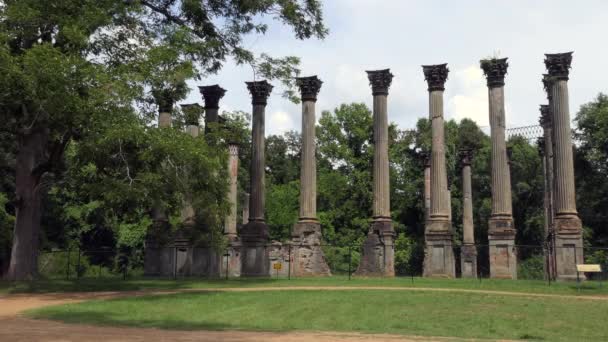 Ruinas Windsor Mississippi Estados Unidos Columnas Mansión Griega Avivamiento Antebelo — Vídeos de Stock