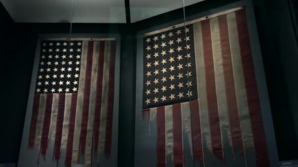 New Orleans Louisiana Usa July 2018 Two American Flags Torn — Stock Video