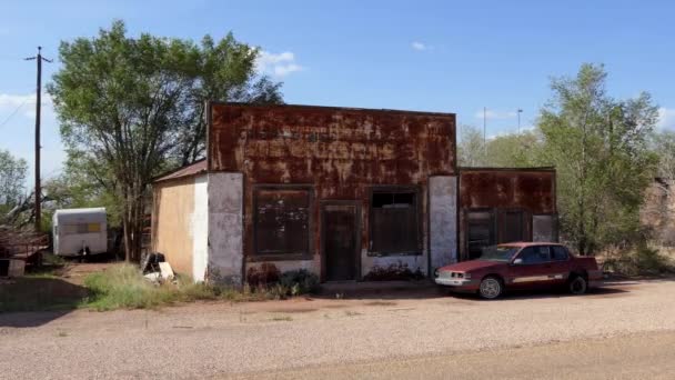 Cuervo Novo México Eua Julho 2018 Edifício Abandonado Cuervo Cidade — Vídeo de Stock