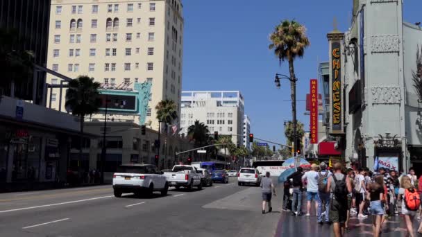 Los Angeles Kaliforniya Amerika Birleşik Devletleri Ağustos 2018 Hollywood Bulvarı — Stok video