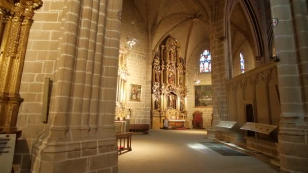 팜플로나 스페인 2019년 팜플로나 대성당 팜플로나 스페인의 가톨릭 유명한 오래된 — 비디오