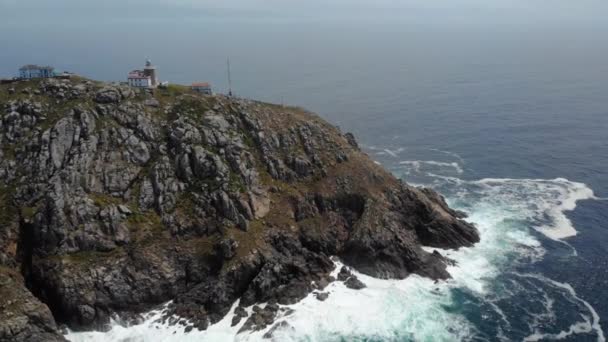 Világítótorony-ban Finisterre vagy Fisterra vég-ból régi világ — Stock videók