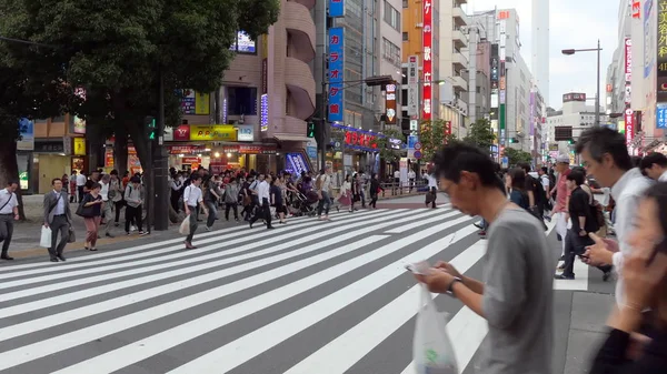Tokyo Japan July 2019 Japanese People Waiting Traffic Light Pedestrians Stock Photo