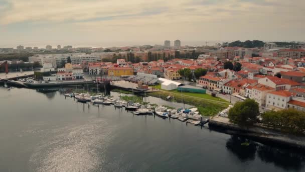 Portekiz'de Vila Do Conde Havadan Görünümü — Stok video