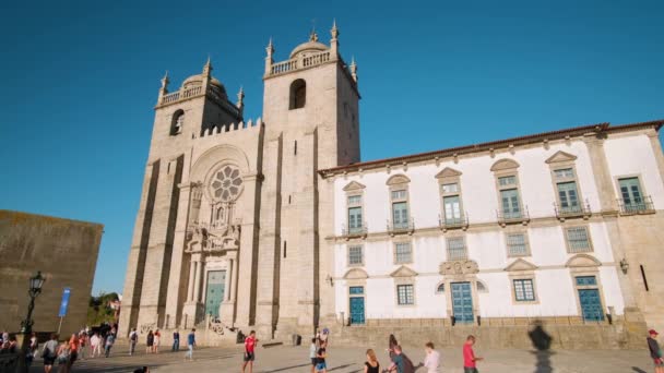 Pohled na katedrálu v Porto Portugal — Stock video