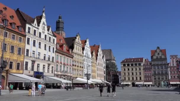 Wroclaw Poland Temmuz 2020 Polonya Nın Wroclaw Kentindeki Pazar Meydanı — Stok video