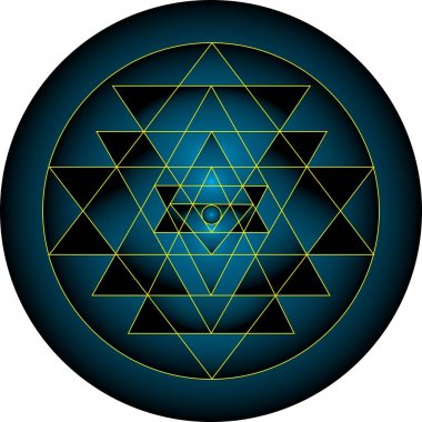 Kutsal Geometri - Sri Yantra, Heksagram deseni, Vektör İllüstrasyon