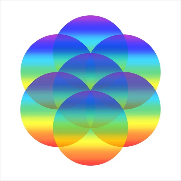 神聖な幾何学 生命の種 虹のパターン ベクトルイラスト — ストックベクタ
