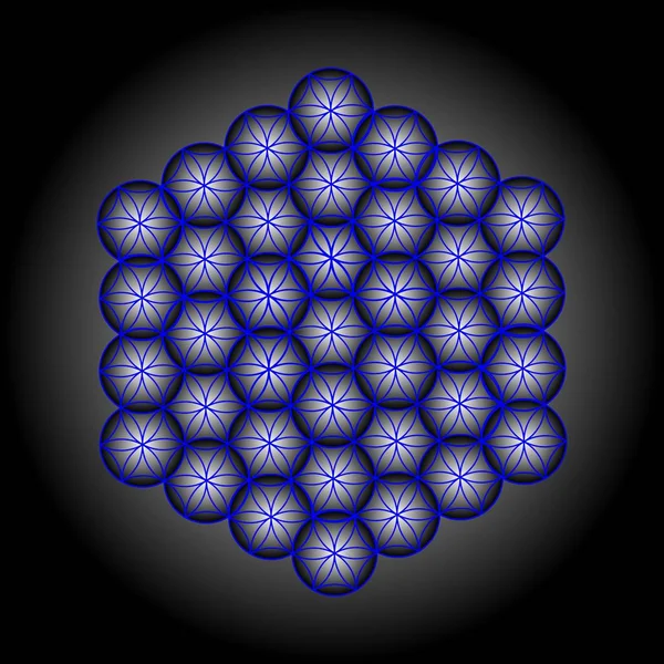 Sacred Geometry Flower Life Pattern Blue Vector Illustration — Stock Vector