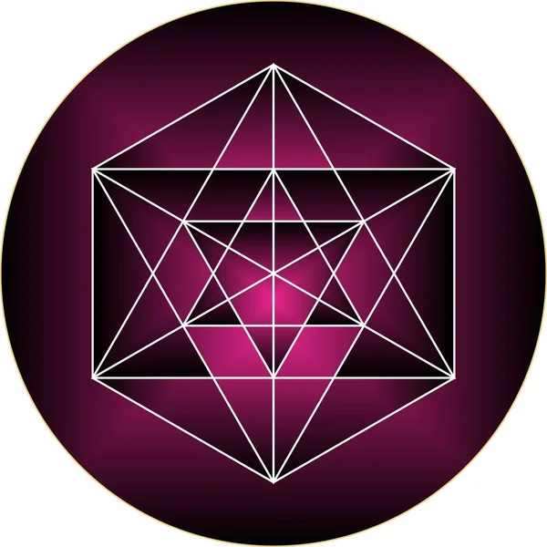 Geometría Sagrada Cubo Metatrón Patrón Púrpura Ilustración Vectorial — Vector de stock