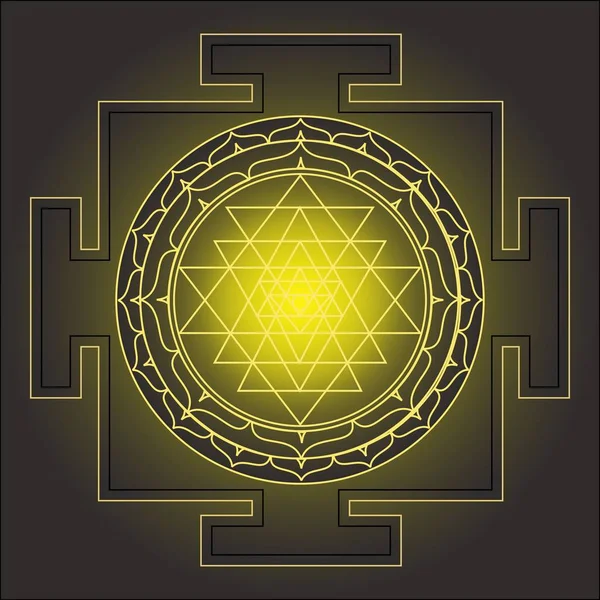 Heilige Geometrie Goldenes Sri Yantra Hexagramm Muster Vektorillustration — Stockvektor