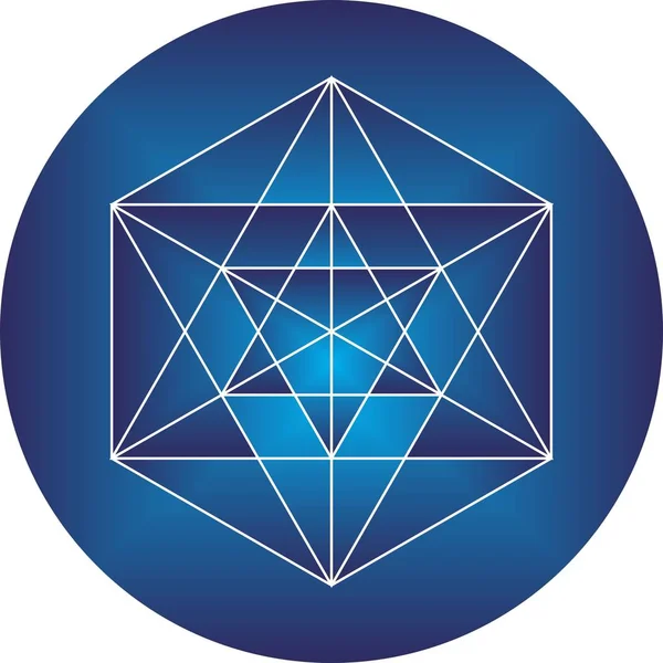 Heilige Geometrie Metatronwürfel Muster Blau Vektorillustration — Stockvektor