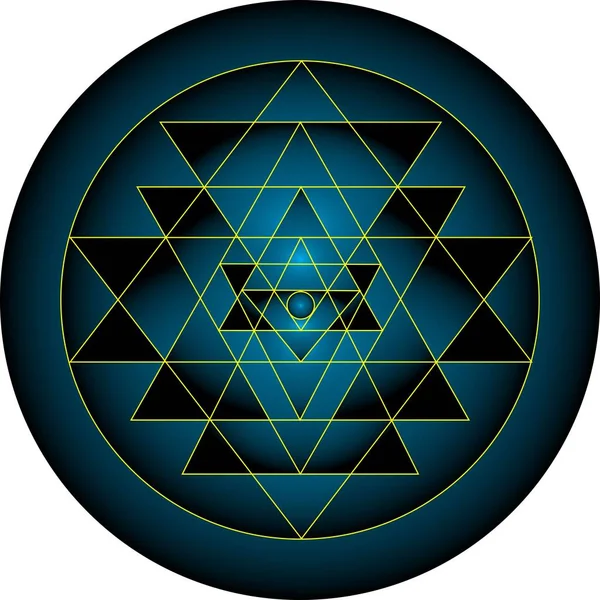 Kutsal Geometri Sri Yantra Heksagram Deseni Vektör Llüstrasyon — Stok Vektör