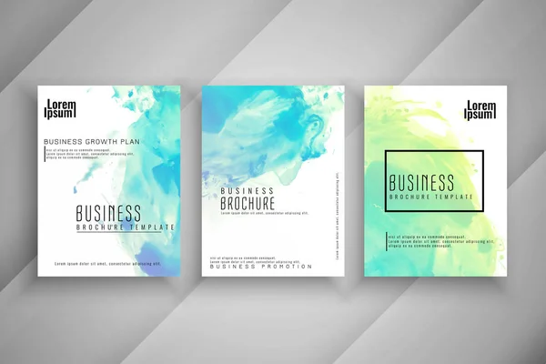 Abstracte Kleurrijke Aquarel Business Brochure Set — Stockvector