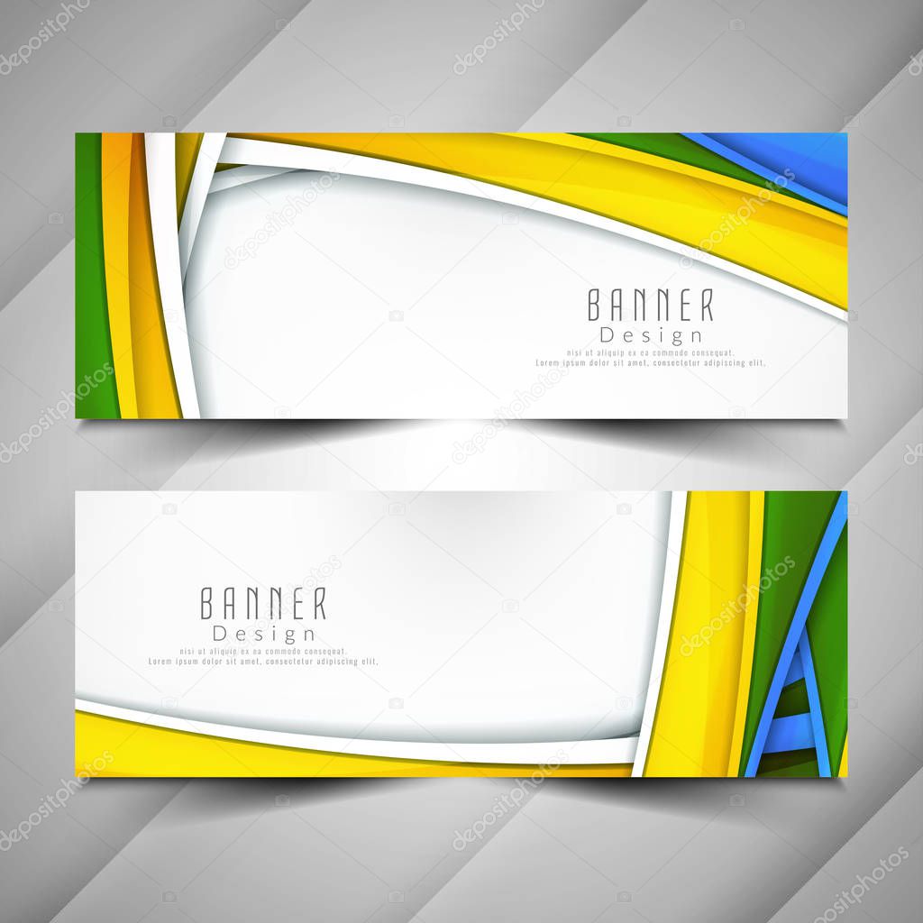 Abstract colorful wavy elegant banners set