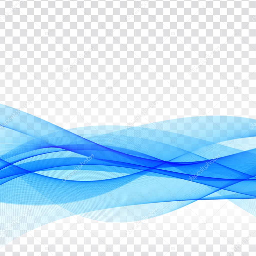 Abstract blue wave transparent background