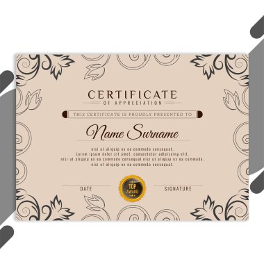 Soyut güzel sertifika tasarım vektörü