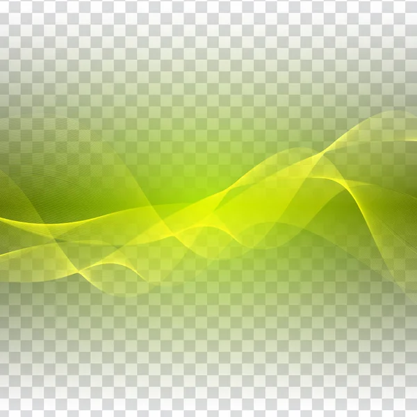 Diseño abstracto de onda verde sobre fondo transparente — Vector de stock