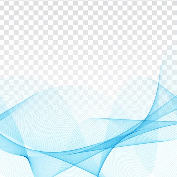 Abstract elegant blue wave design on transparent background — Stock Vector