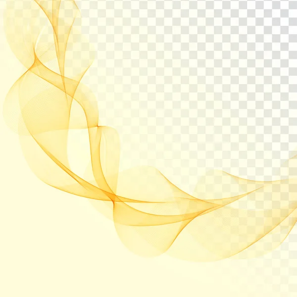 Abstract yellow wave design on transparent background — Stock Vector