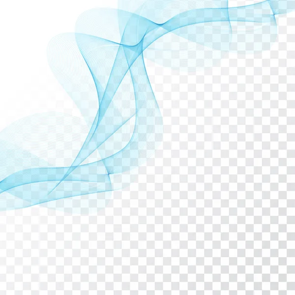 Diseño elegante de onda azul abstracto sobre fondo transparente — Vector de stock