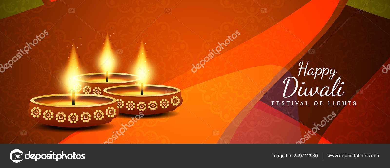 Abstract decorative Happy Diwali banner template Stock Vector Image by  ©Creativehat #249712930
