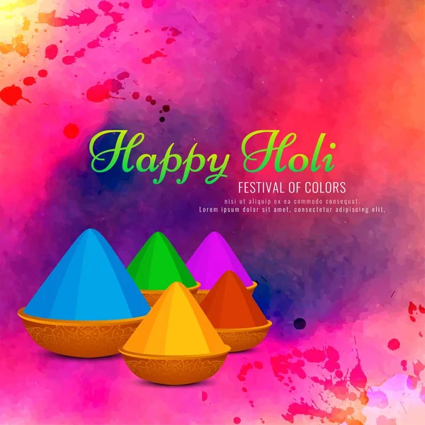 Abstrakta färgstarka Happy Holi hälsning bakgrundsdesign — Stock vektor