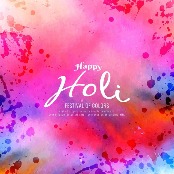 Abstracto colorido feliz Holi saludo fondo diseño — Archivo Imágenes Vectoriales