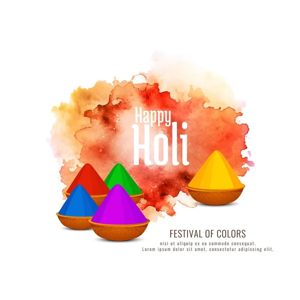 Hermoso diseño de fondo de celebración Holi feliz — Archivo Imágenes Vectoriales