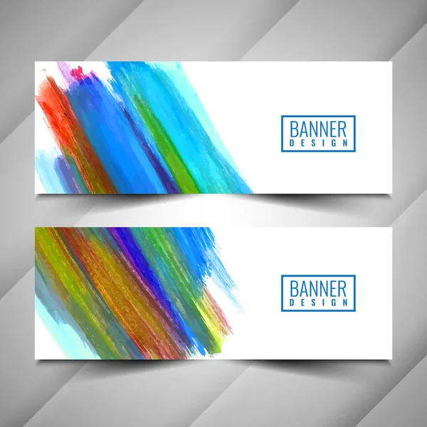 Abstrakte bunte Aquarell-Banner Set — Stockvektor