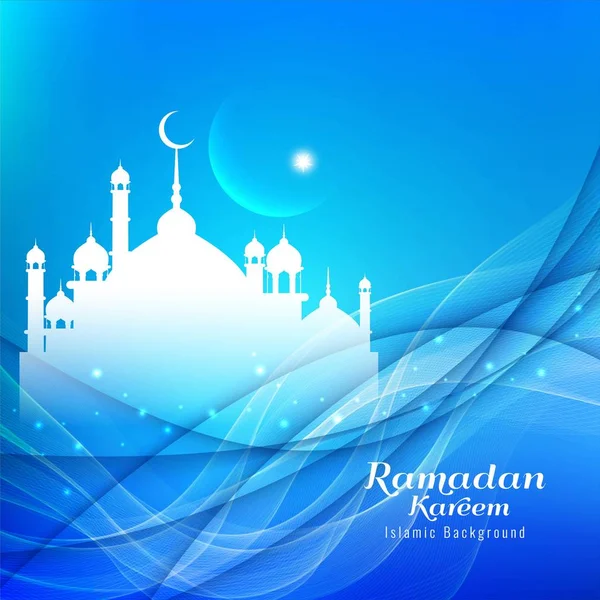 Abstract religious ramadan Kareem blue wavy background — Stock Vector